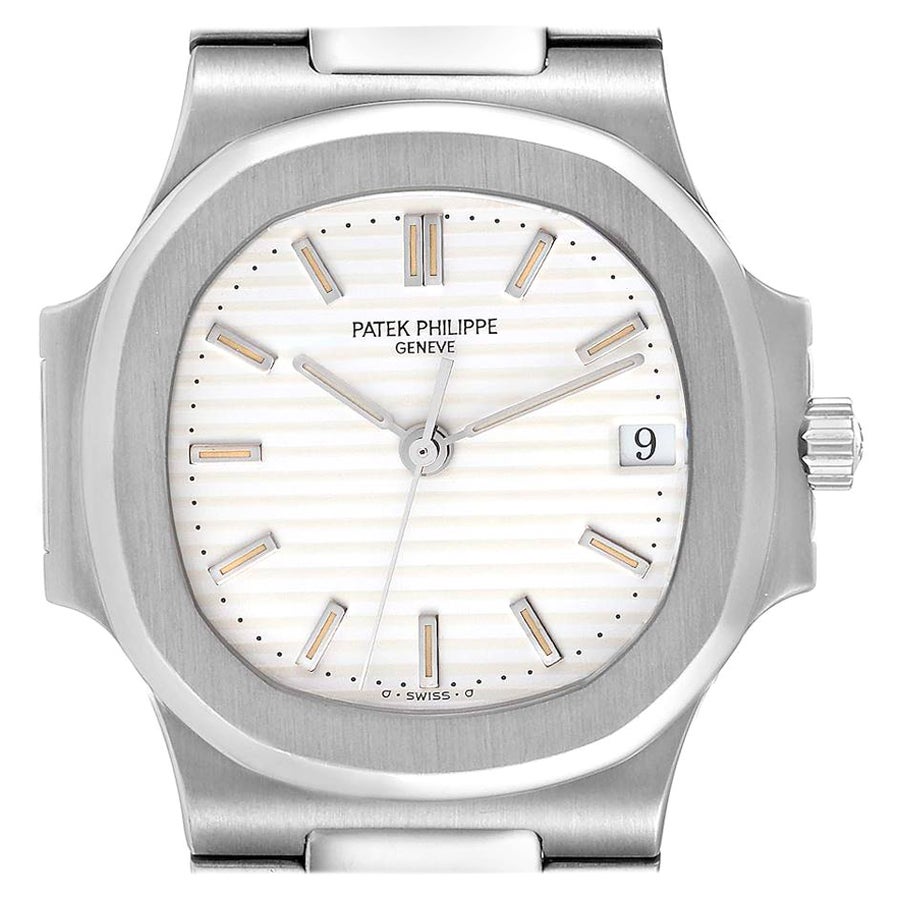 Patek Philippe Nautilus White Dial Automatic Steel Mens Watch 3800 Box Papers