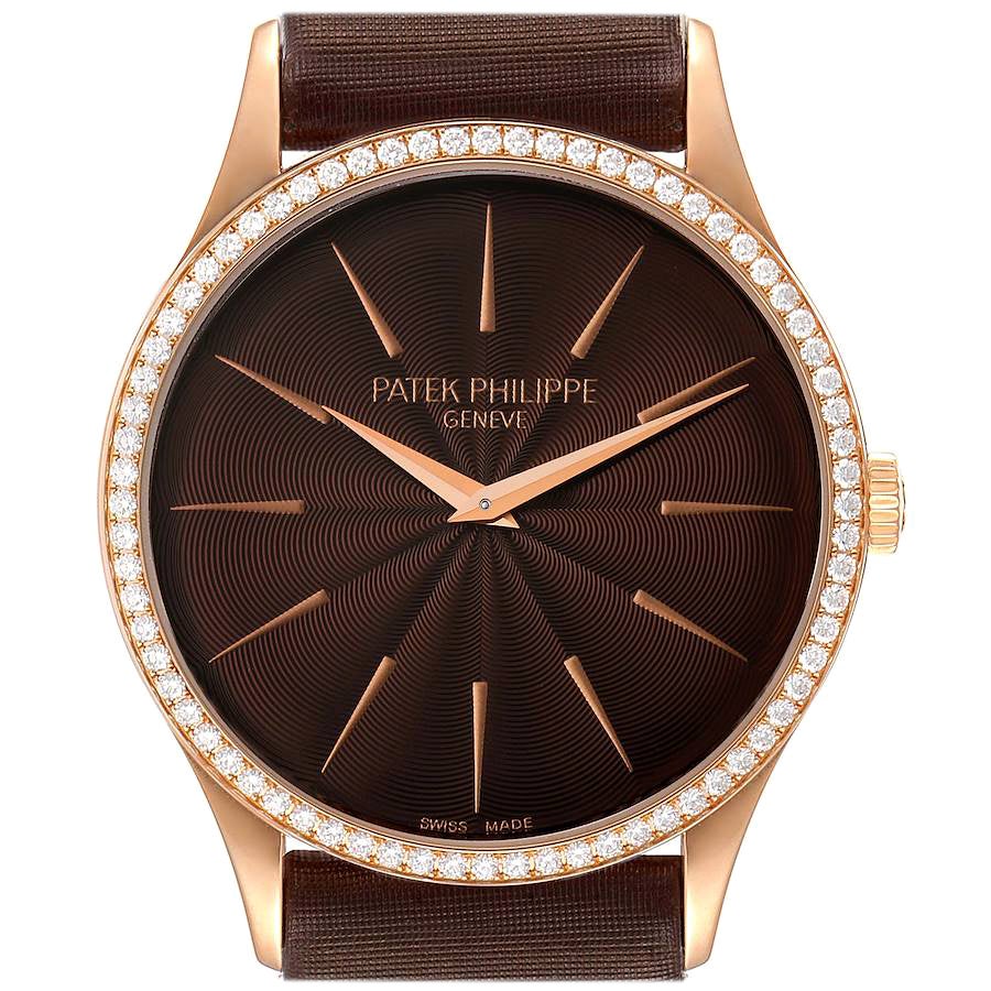 Patek Philippe Calatrava Rose Gold Brown Dial Ladies Watch 4897R For Sale