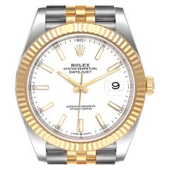Rolex Datejust 41 Steel Yellow Gold White Dial Mens Watch 126333 Box Card