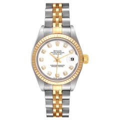 Rolex Datejust Steel Yellow Gold White Diamond Dial Ladies Watch 69173