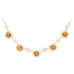 Collier vintage en or jaune 9 carats et citrine 10,1 carats, c. 1950