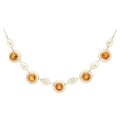 Vintage 10.1ct Citrine and 9k Yellow Gold Necklace, Circa 1950