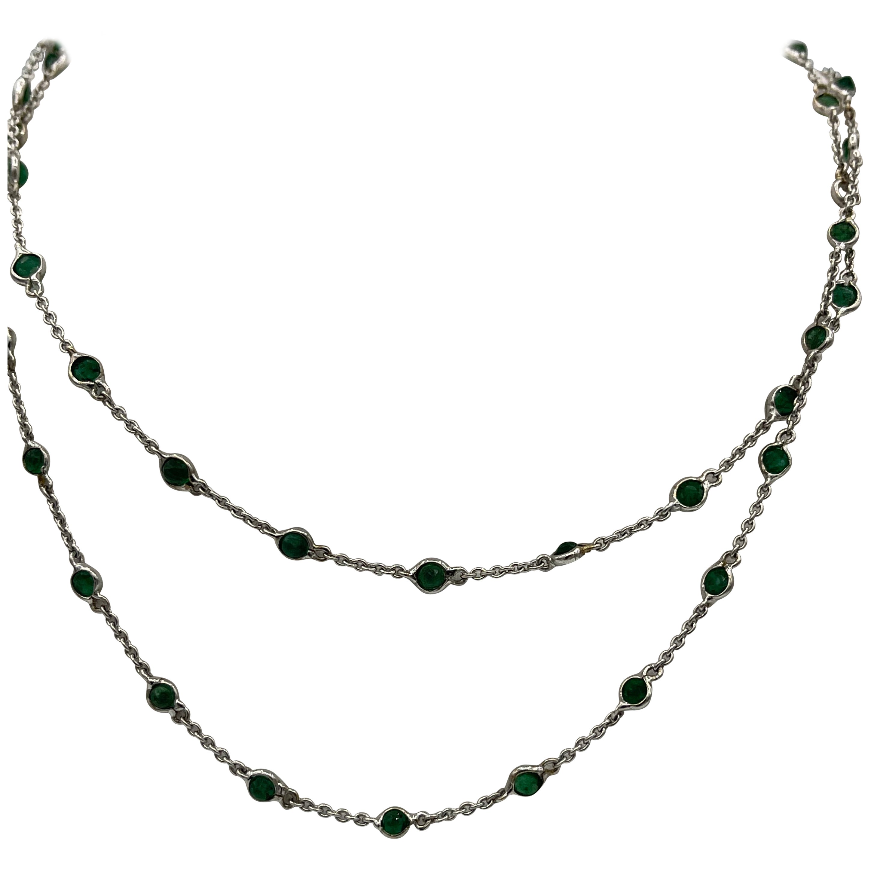 emerald chain in 18 k white gold