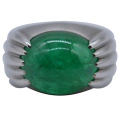 Zambian Cabochon Emerald Ring 10.42 Carats Unworn