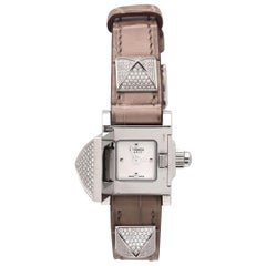 Hermés Medor Mini Uhr aus Edelstahl und Diamanten 
