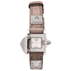 Hermés Medor Mini Montre en acier inoxydable et diamants 