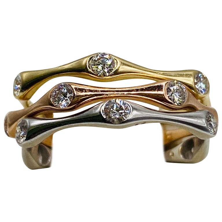 ThreeTone Diamond Stackable Rings For Sale at 1stDibs