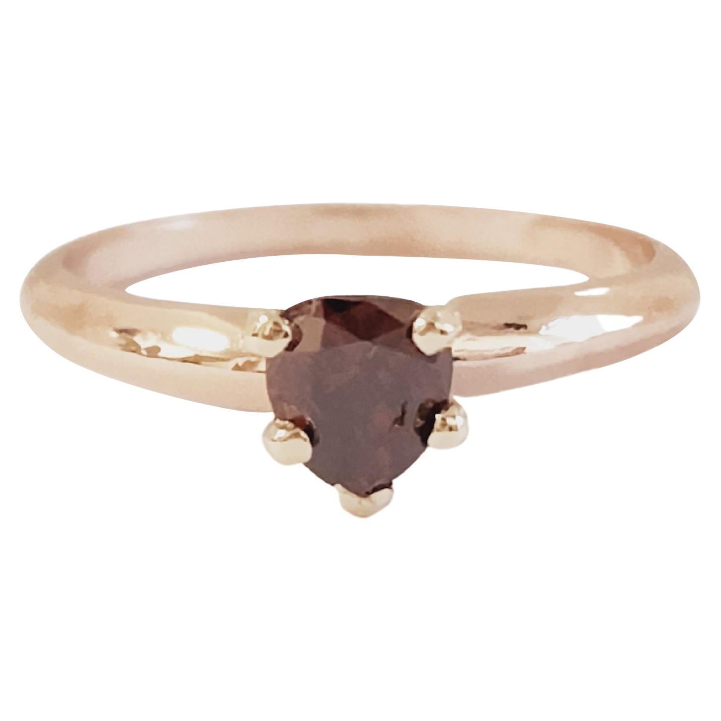 GIA 0.37 Carat Fancy Color Reddish Orange Heart Shape 14K Rose Gold Ring For Sale