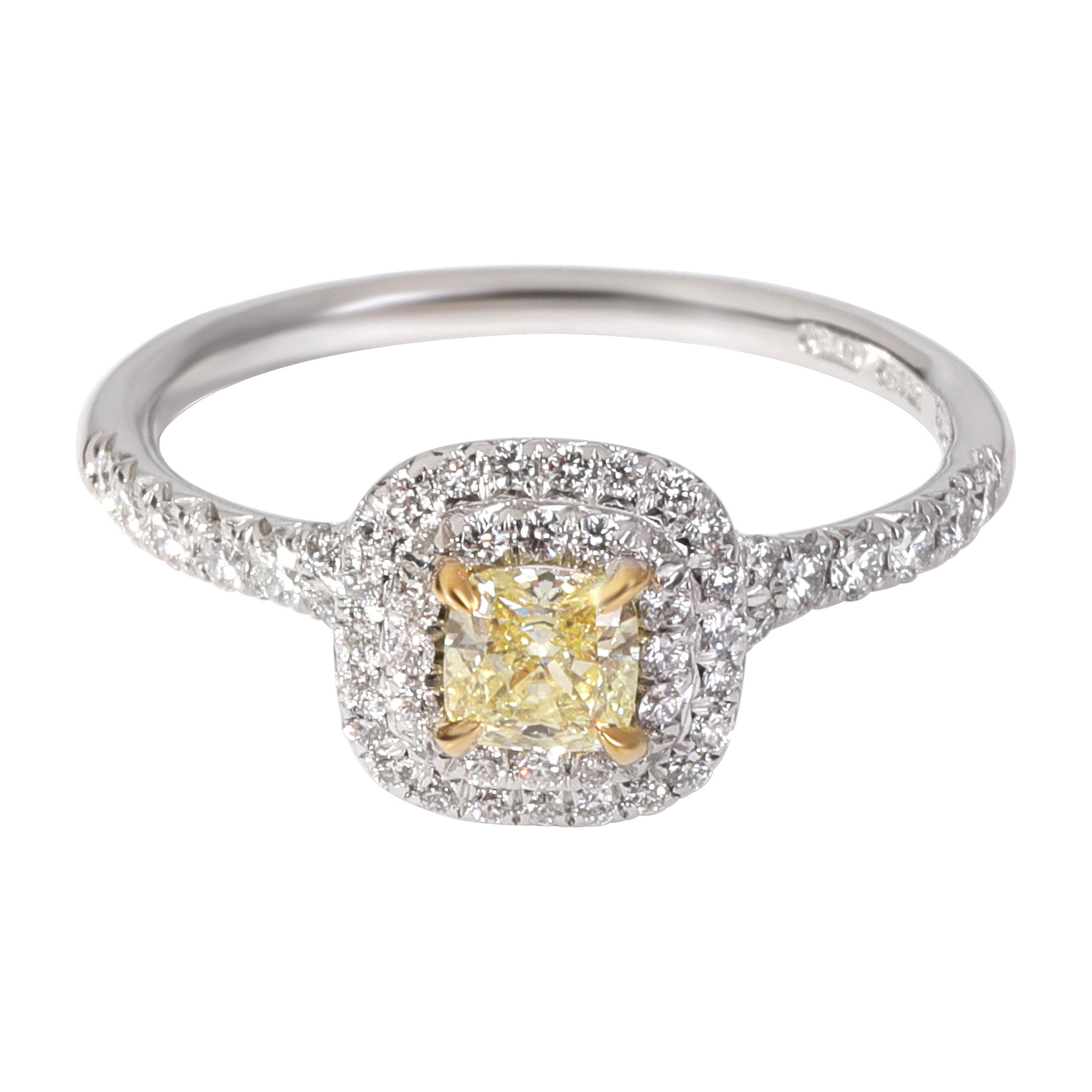 Tiffany & Co. Soleste Fancy Yellow Diamond Engagement Ring in Platinum 0.56 Ctw