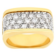 3 Row Pave Diamonds 14k Gold Ring with App. 1.50 Carat in Diamonds