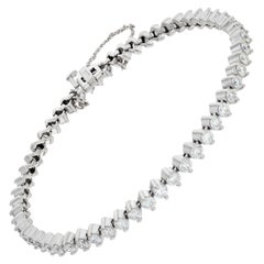 Bracelet ligne en or blanc 14 carats avec diamants d'environ 5 carats de taille ronde