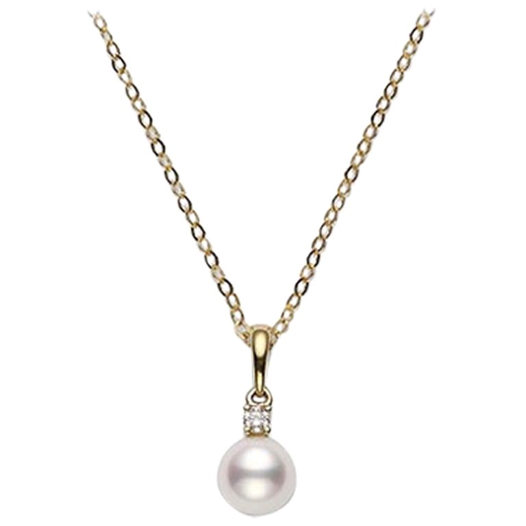 Mikimoto Akoya Cultured Pearl and Diamonds Pendent PPS702DK