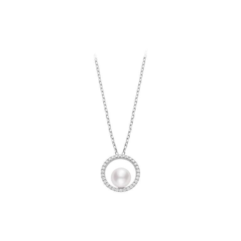 Mikimoto Akoya Cultured Pearl Pendant with Diamonds MPA10369ADXW