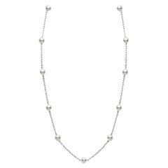 Mikimoto Akoya Cultured Pearl Station Necklace in White Gold PC158LW