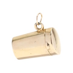 Vintage Gold Canister Charm, 14K Yellow Gold, Length 13/16 in, Victorian Gold