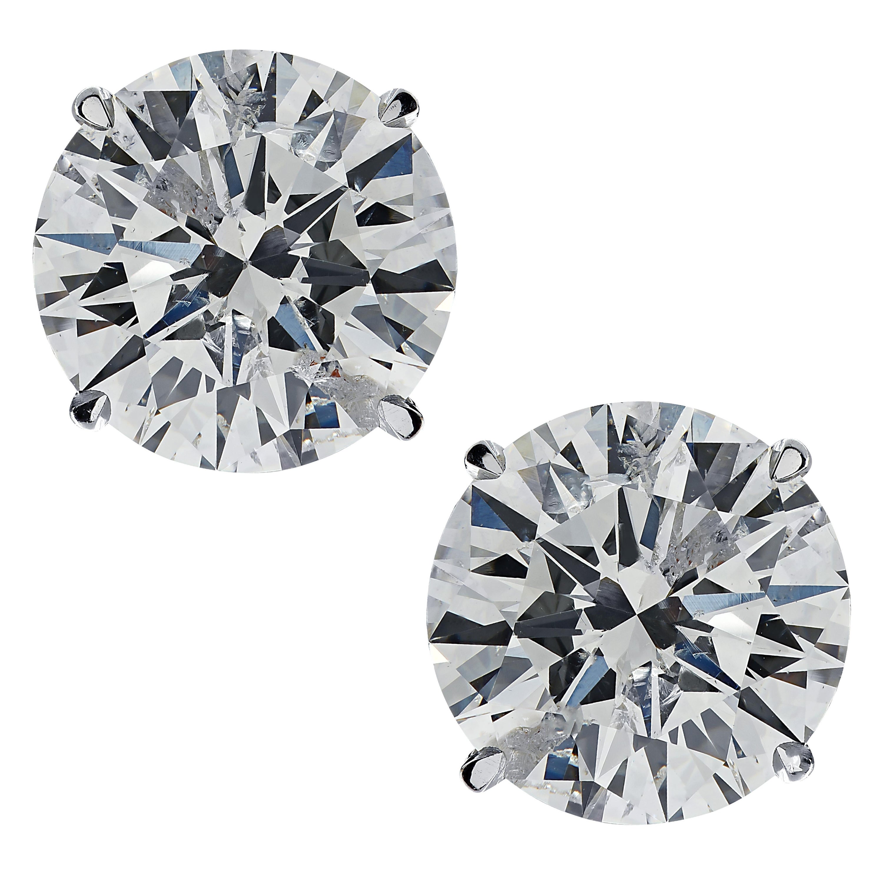 Vivid Diamonds GIA Certified 3.01 Carat Diamond Solitaire Stud Earrings For Sale