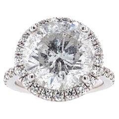 Lot: 7754 GIA zertifizierter runder 6,62cts Ii3 Diamant in 18k Halo-Ring