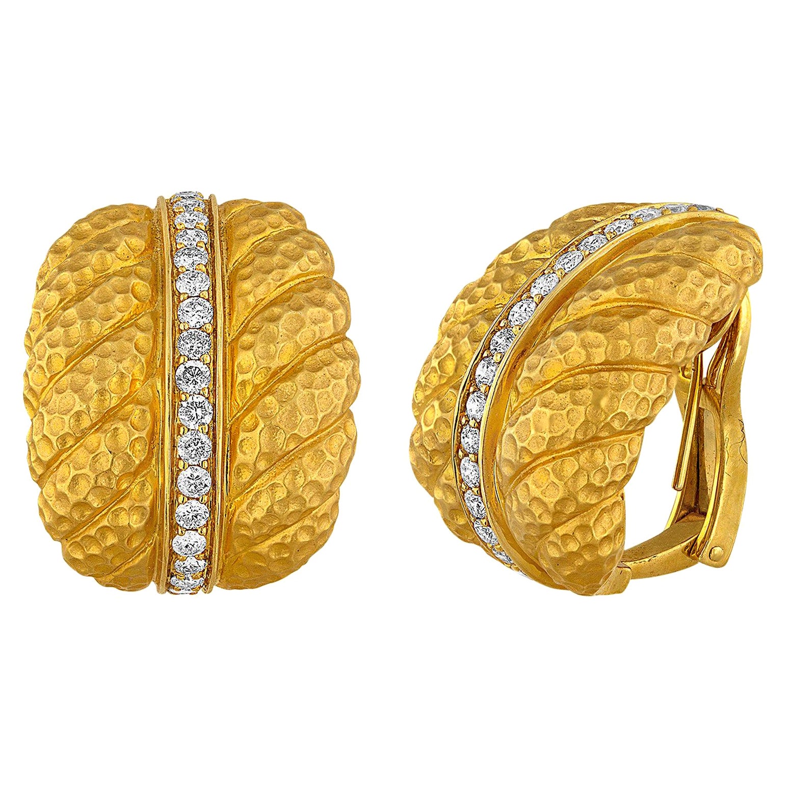 1.00 Carat Diamond Convertible Clip/Post Gold Earrings