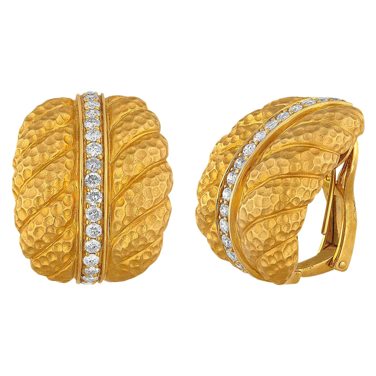 1.00 Carat Diamond Convertible Clip / Post Gold Earrings