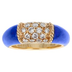 Van Cleef & Arpels Lapis and 5 Row Diamond Stacking Philippine Ring, 18K Yellow