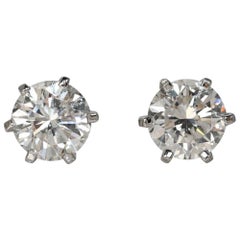14K White Gold Diamond Studs Earrings 1.03TDW, J/Si2-1.3gr