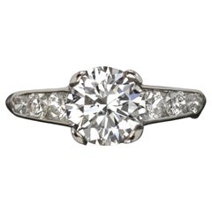 1.41 Ct GIA Certified I VS2 Vintagdiamond Round Cut Engagement Ring Platinum Set