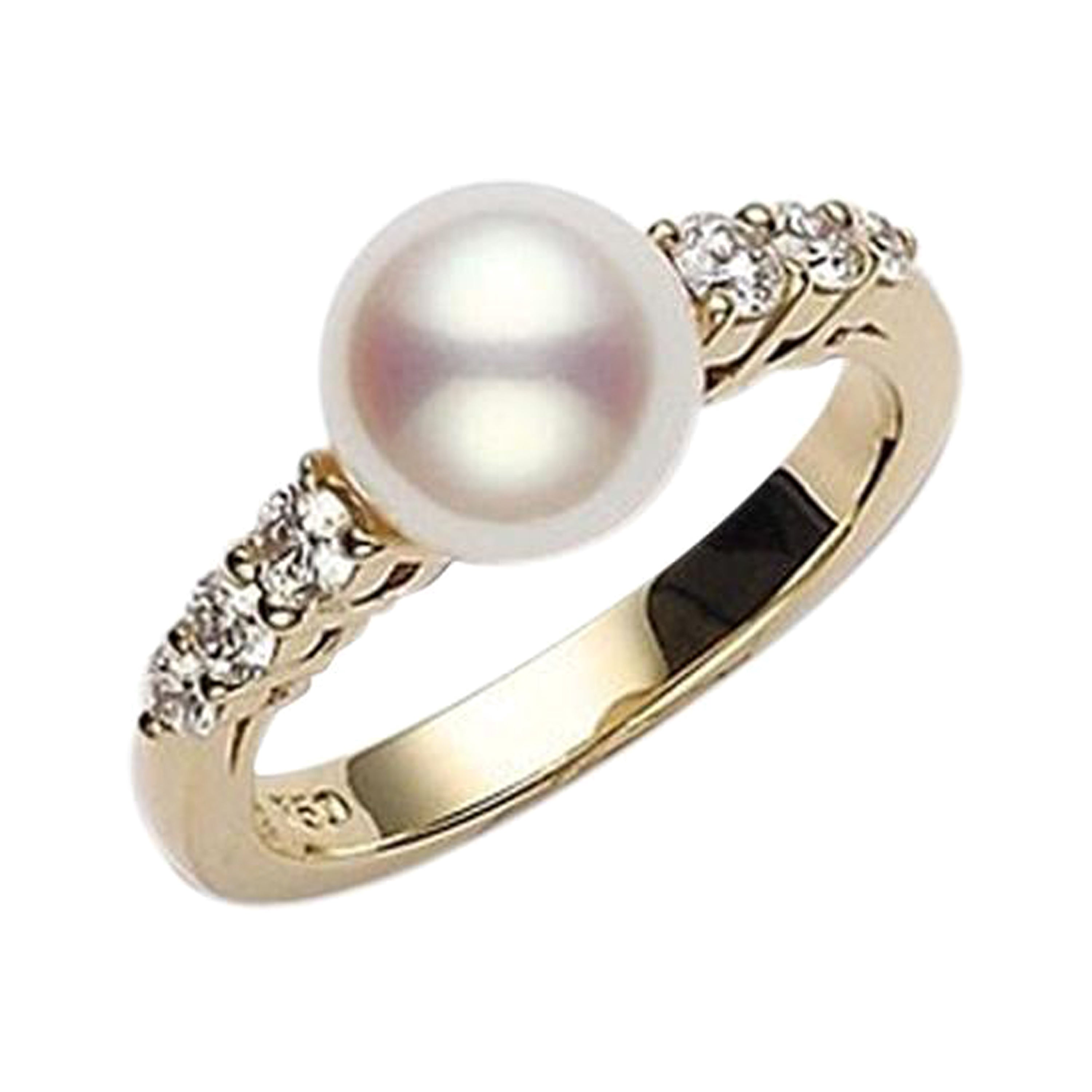 Mikimoto 18 Karat Yellow Gold Yellow Sapphire and Akoya Pearls Ring at