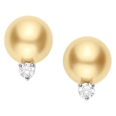 Mikimoto, boucles d'oreilles en or jaune 18 carats avec perles des mers du Sud et diamants PES1002GDK