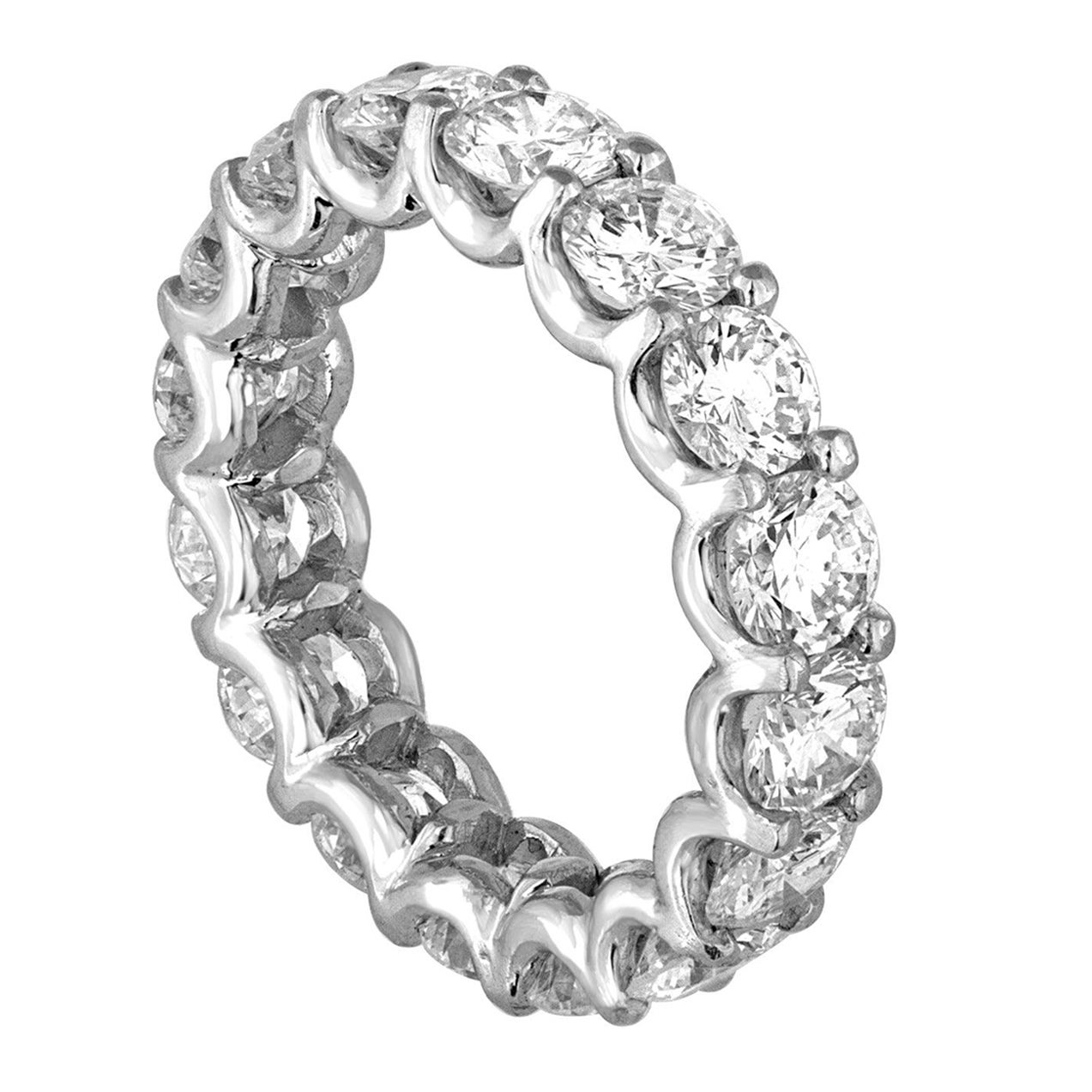 4.25 Carat Round Cut Diamond Platinum Eternity Band Ring For Sale