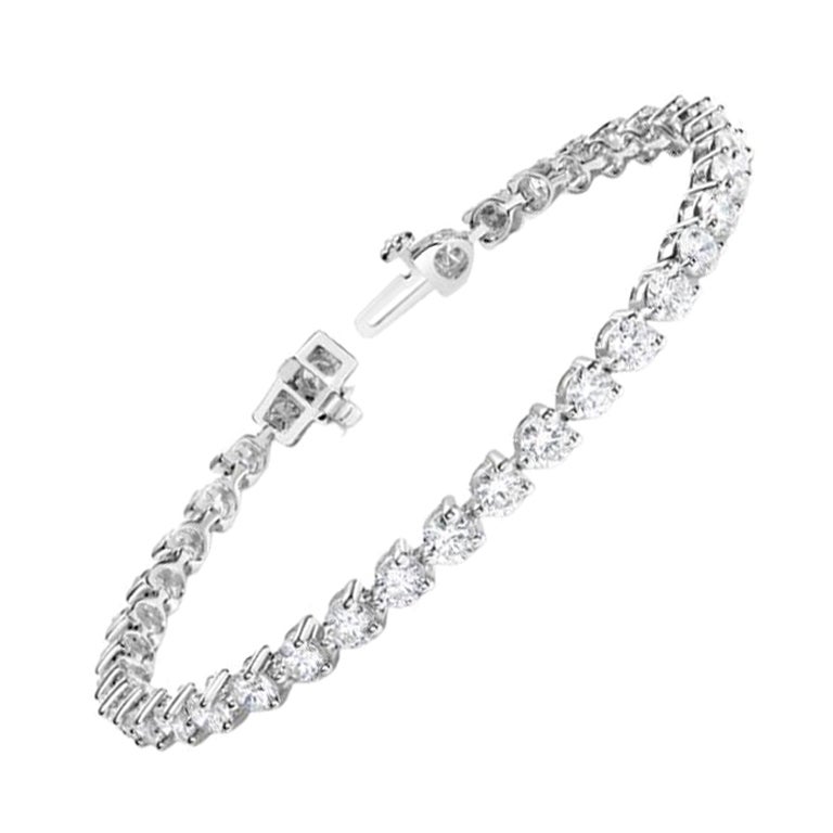 Beauvince Bracelet tennis à 3 griffes en or blanc avec diamants 7,58 carats GH VS en vente