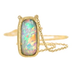 Fiery Gem Rainbow Opal 22k Gold Handmade Chain Necklace, Devta Doolan 2022