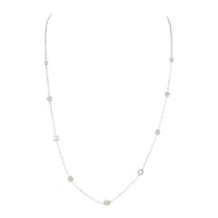 0.85 Carat 9 Stations Diamond by the Yard Necklace 14 Karat White Gold