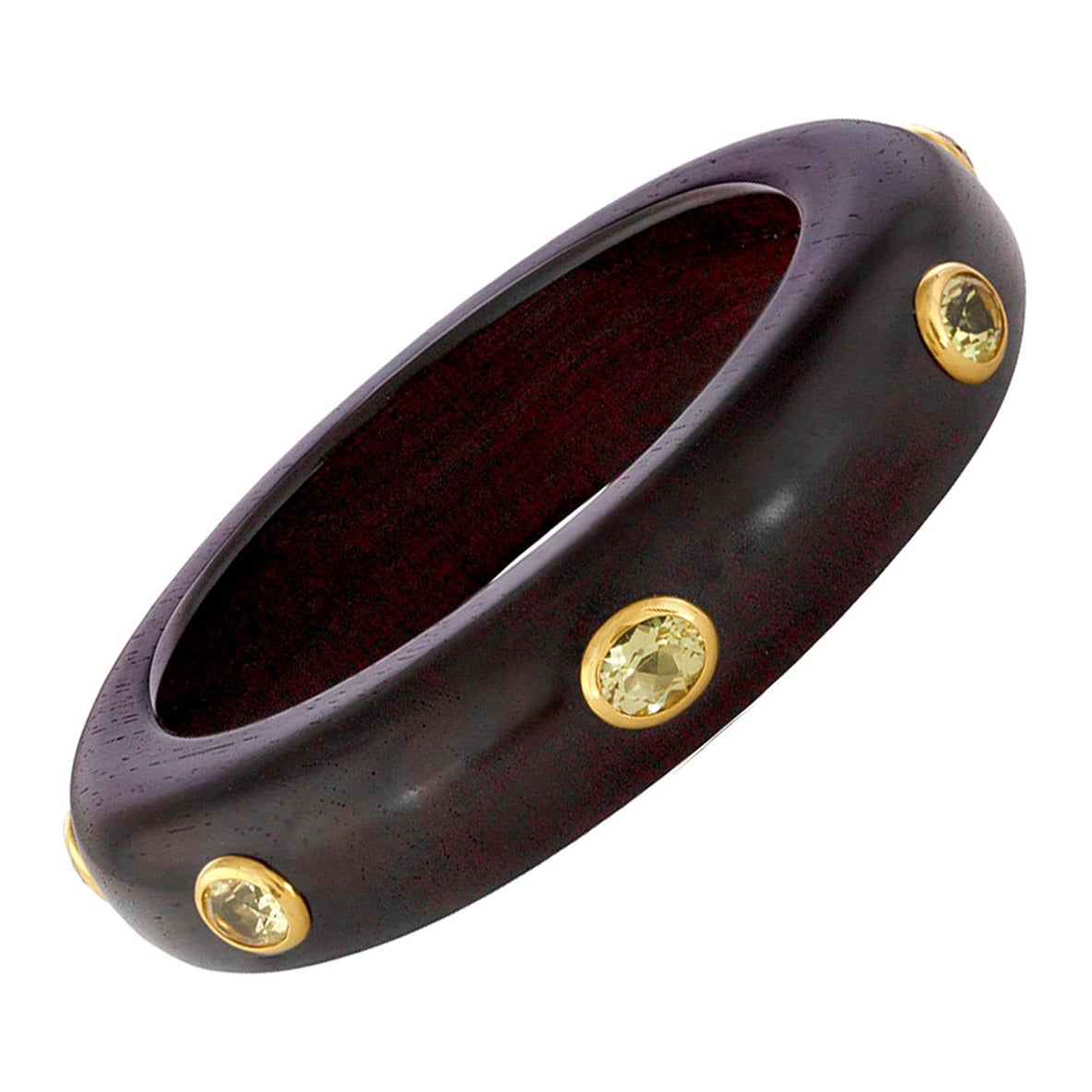 E.W. Schreiber 14.0 Carat Citrine Ebony Wood Gold Bangle