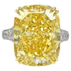 Spectra Fine Jewelry GIA Certified 22.69 Carat Fancy Intense Yellow Diamond Ring