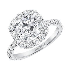 3.70 Cushion Cut Natural Diamond Engagement Ring, Wedding Ring, GIA Certified 