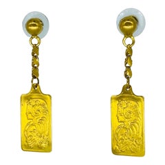 Pendants d'oreilles pendants anciens en or 21 carats de style bar suiss