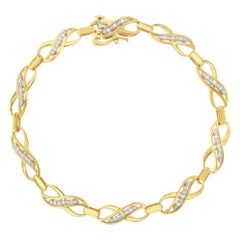 10K Yellow Gold Round-Cut Infinite Love 1/4 Carat Diamond Link Bracelet