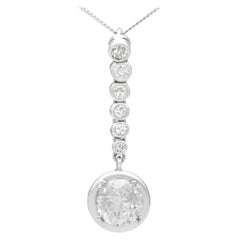 Colgante de gota de platino y diamantes de 1,41 quilates Antique French