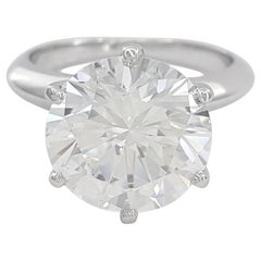 GIA Certified 3.70 Carat Round Brilliant Cut Diamond Solitaire Ring