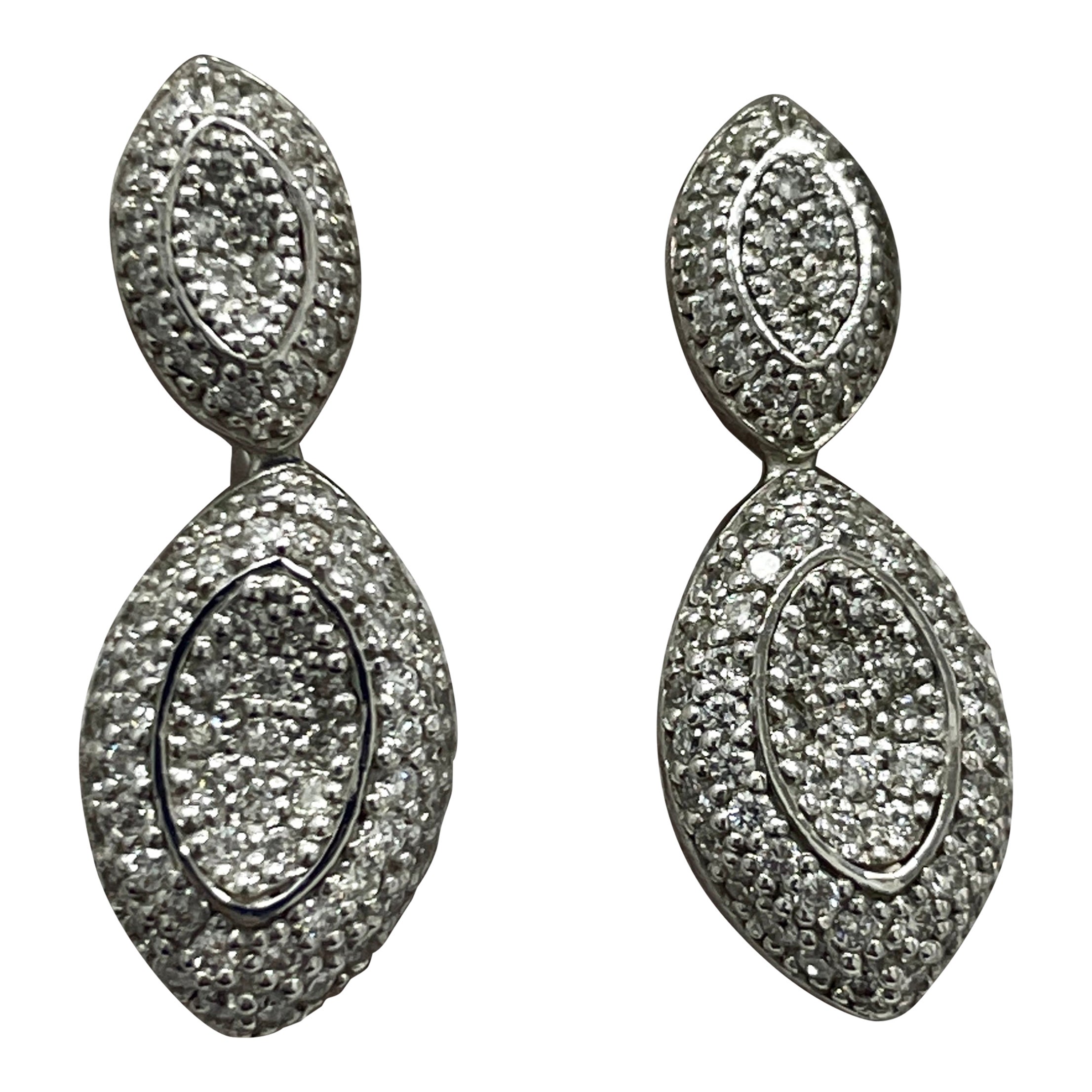 1.27 Carat Diamond & White Gold Earrings For Sale