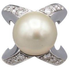 Angela Pintaldi Cultured Pearl Diamond and 18k White Gold Ring