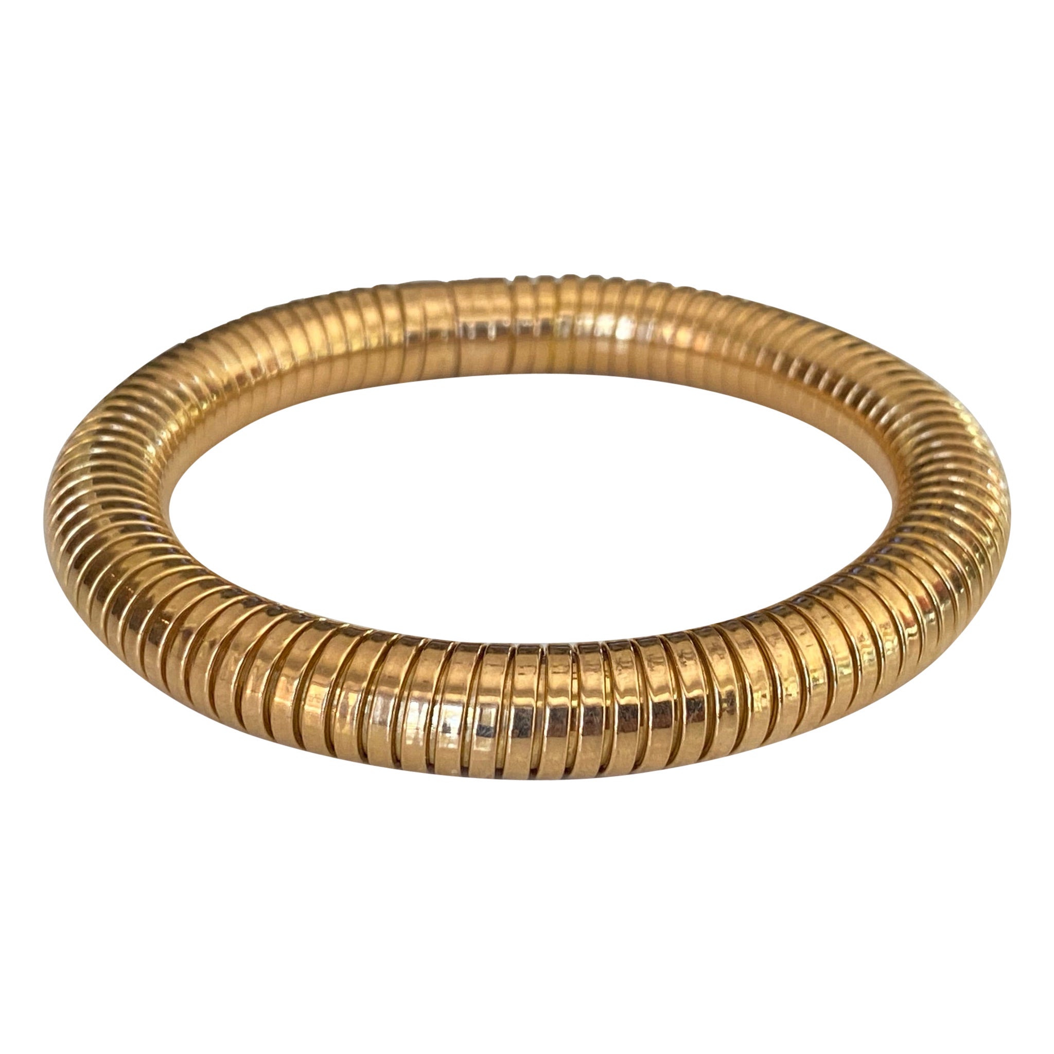 Bracelet jonc souple à tige en or rose 18 carats de l'époque rétro  en vente