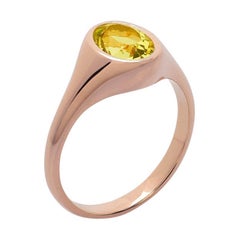 Saudade Signet Ring -18K Pink Gold, 1 Oval Cut Yellow Beryl Starting from Ct 0.7