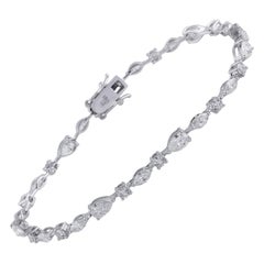 5 Carat SI Clarity HI Color Pear & Marquise Diamond Fine Bracelet 14k White Gold