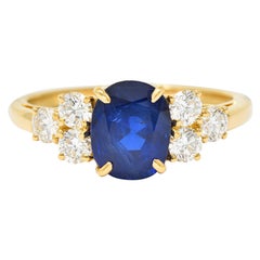 French Alexandre Reza 2.68 Carats No Heat Burma Sapphire Diamond 18 Karat Ring