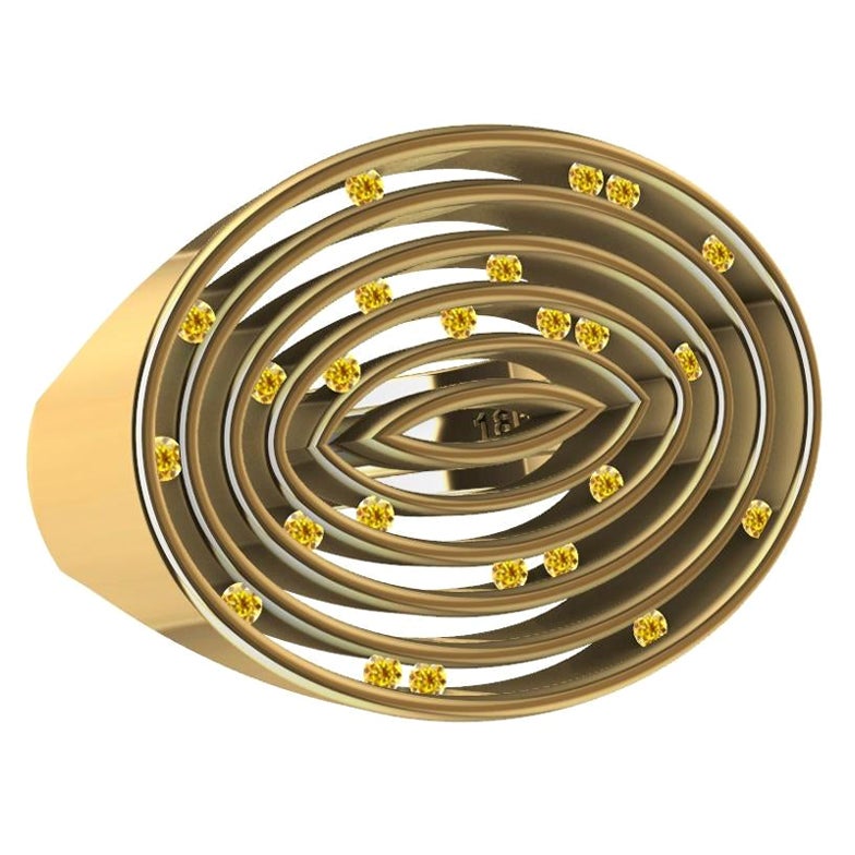 For Sale:  18 Karat Yellow Gold Natural Vivid Yellow Diamonds Oval Ring