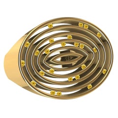 18 Karat Yellow Gold Natural Vivid Yellow Diamonds Oval Ring