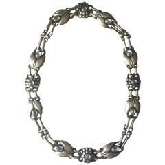 Vintage Georg Jensen 830 Silver Necklace No. 1 with Moonstones