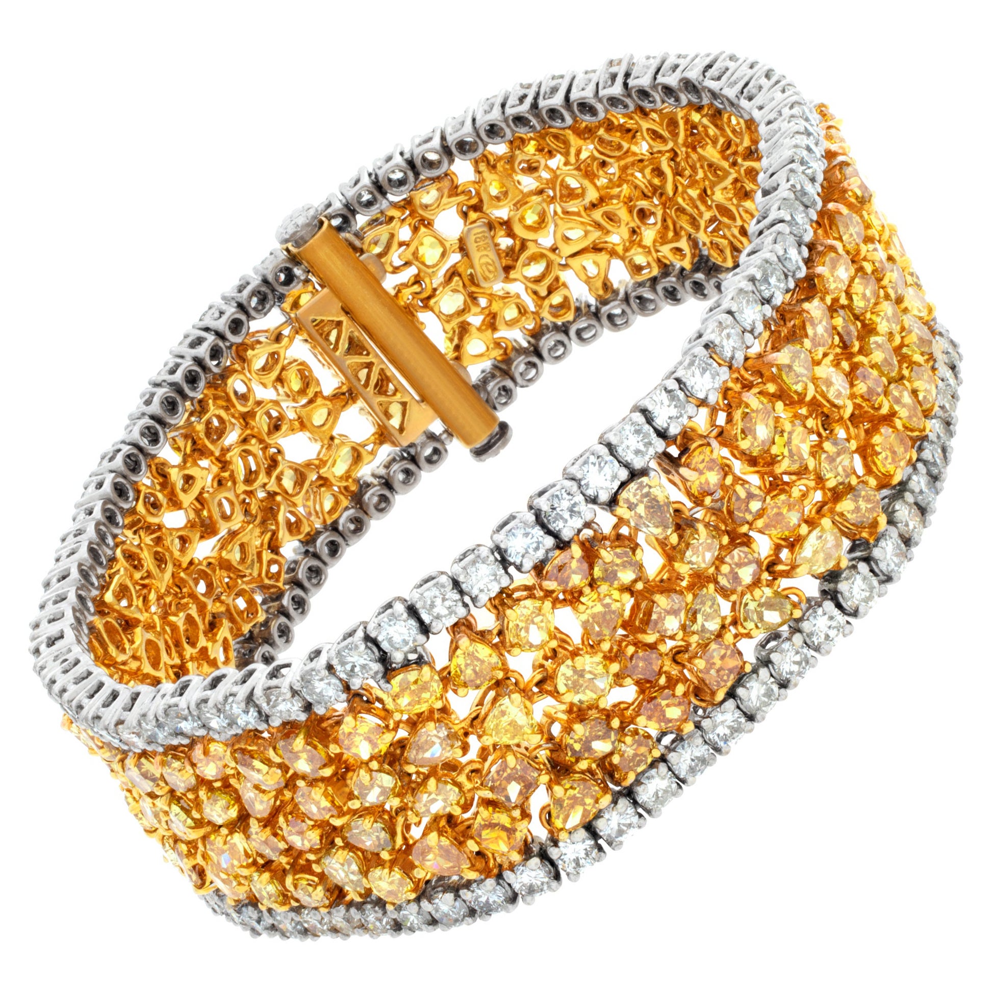 18 K Yellow and White Gold Vintage Bracelet with Diamonds For Sale at