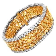 18k White and Yellow Gold Bracelet with White and Fancy Diamonds